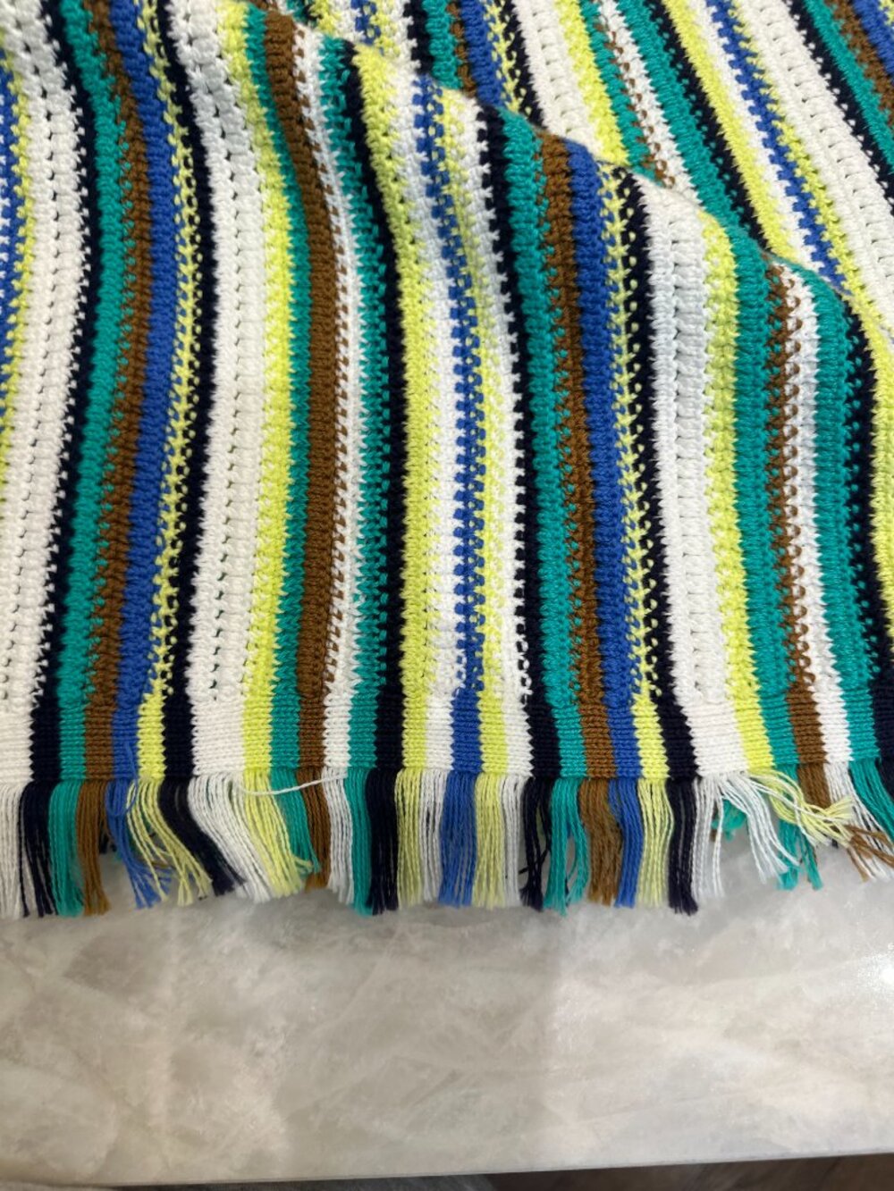 ME+EM Luxury Crochet Knit Fringe Maxi Skirt Resort Boho Coastal Chic L - Picture 6 of 10